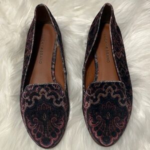 Lucky Brand Women's Velvet Loafers - Black and Pink Pattern